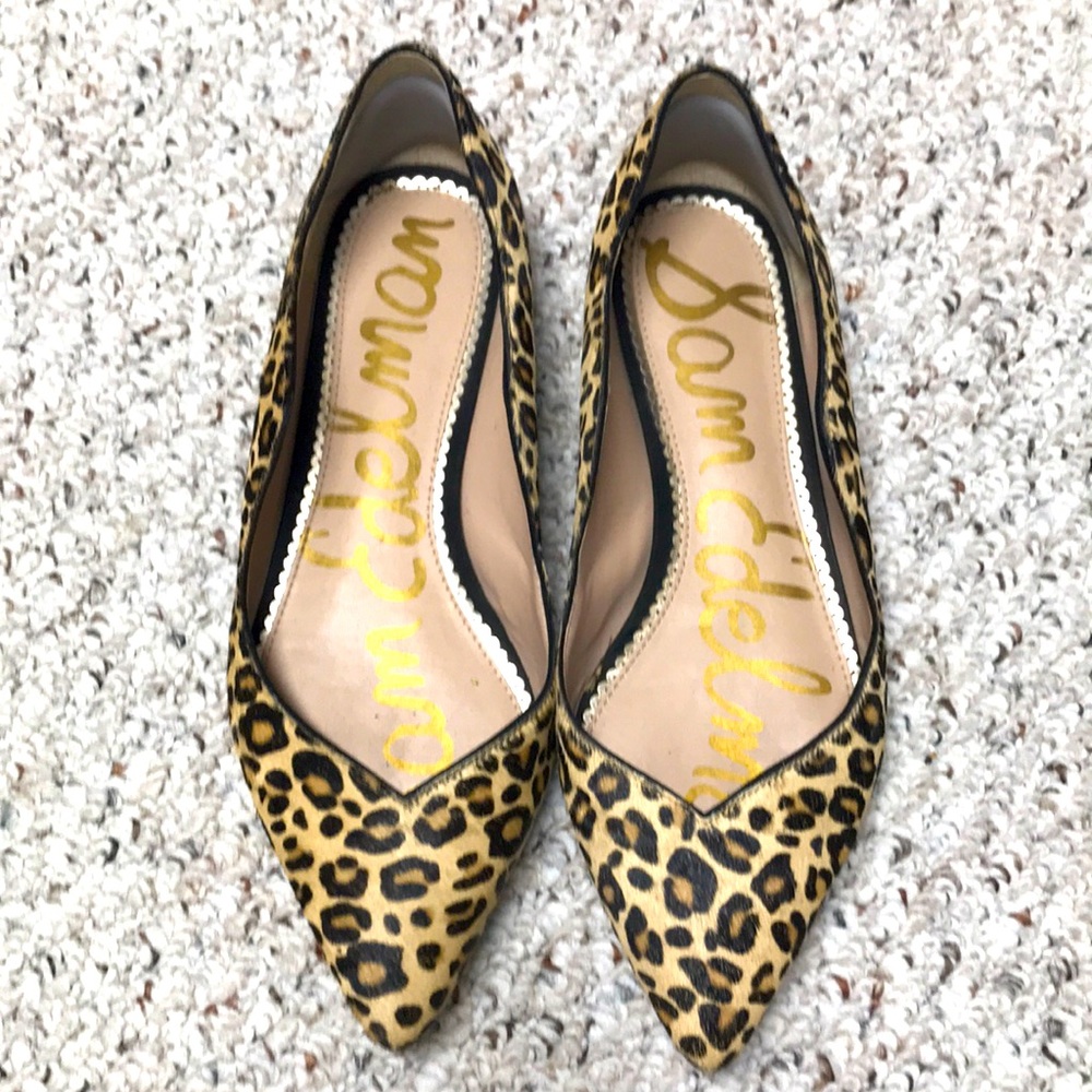 Sam Edelman pointy toe leopard skin flat size 8.5W